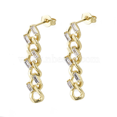 Brass Micro Pave Clear Cubic Zirconia Dangle Stud Earrings(X-EJEW-N011-12G-NF)-3