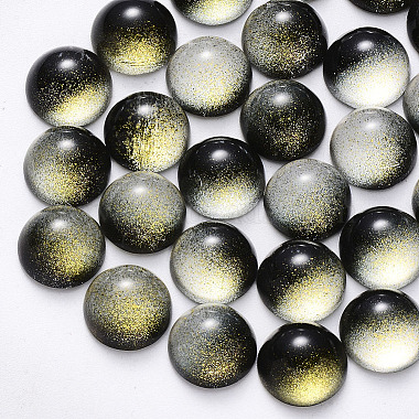 Black Half Round Glass Cabochons