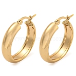 202 Stainless Steel Hoop Earrings, with 304 Stainless Steel Pins for Women, Golden, 26x6mm(EJEW-H003-38G-03)