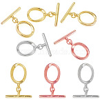 5Pcs Oval Brass Toggle Clasps, Cadmium Free & Lead Free, Long-Lasting Plated, Mixed Color, 5.5~16.5x11.5~18x3.5mm, Hole: 1.5~1.8mm(KK-TADJ0001-24)