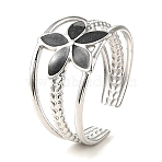 Flower 304 Stainless Steel Enamel Open Cuff Rings for Women, Stainless Steel Color, 12.5mm, Inner Diameter: Adjustable
(RJEW-F166-21P-01)