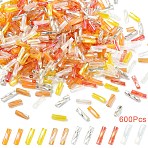 600Pcs 6 Styles Transparent Glass Twist Bugle Beads, Round Hole, Mixed Color, 6x2mm, Hole: 0.8mm, 100pcs/style(EGLA-YW0005-82)