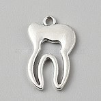 Alloy Pendants, Tooth Shape Charms, Platinum, 24x15x2mm, Hole: 1.9mm(FIND-WH20032-114)