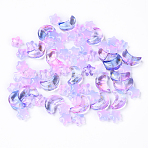 70Pcs Transparent Glass Beads, Star/Moon, Lilac, 8~9x8.5~14x4~6mm, Hole: 1~1.2mm(GLAA-YW0004-08)