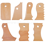 7Pcs Wood Pottery Foot Shaper Tools, Pottery Trimming Tools, BurlyWood, 140~142x77~115x5~5.5mm, Hole: 15mm(TOOL-DC0001-29)