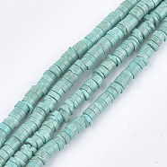 Natural Howlite Beads Strands, Dyed & Heated, Turquoise, Heishi Beads, Disc, 4~4.5x1~2mm, Hole: 1mm, about 214~245pcs/strand, 15.3 inch(TURQ-T003-16)
