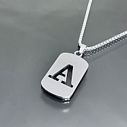 Titanium Steel Box Chain Necklaces, Rectangle with Letter A Pendant Necklaces (YT2090-1)