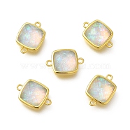 Synthetic Opal Connector Charms, Square Links, with Brass Findings, Golden, 11.5x16.5x5.5mm, Hole: 1.5mm(G-P487-01G)
