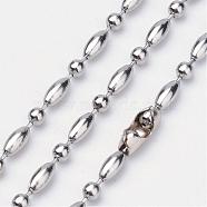 Electroplate Stainless Steel Ball Chain Necklaces, with Brass Ball Chain Connector, Stainless Steel Color, 18.1 inch(46cm)(NJEW-JN01790-02)