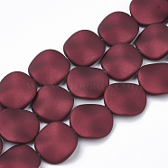 Rubberized Style Acrylic Beads, Wavy Spacers, Flat Round, Dark Red, 20x5mm, Hole: 1mm(X-MACR-Q228-11C)
