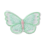 Sew on Computerized Embroidery Polyester Clothing Patches, Appliques, Butterfly, Aquamarine, 47x58x1.5mm(DIY-TAC0012-63D)