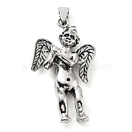 Tibetan Style Alloy Pendants, Angel Charms, Antique Silver, 50x27.5x4mm, Hole: 7.5x4mm(TIBE-L012-005AS)