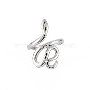 304 Stainless Steel Snake Wide Open Cuff Ring for Women, Stainless Steel Color, US Size 7 1/2(17.7mm)(X-RJEW-S405-226P)