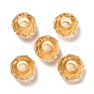 Transparent Resin European Beads, Large Hole Beads, Faceted, Rondelle, Gold, 13.5x8mm, Hole: 5.5mm(RESI-B020-05H)