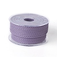 Braided Cowhide Cord, Leather Jewelry Cord, Jewelry DIY Making Material, Lilac, 3mm, about 5.46 yards(5m)/roll(WL-I003-3mm-D-03)