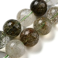 Natural Green Rutilated Quartz Beads Strands, Round, 12mm, Hole: 1mm, about 32pcs/strand, 15.20''(38.6cm)(G-A219-A03-05)