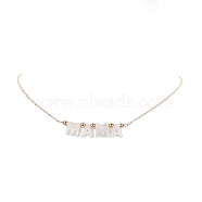 Natural Shell Word Mama Pendant Necklace with Golden Brass Cable Chains for Mother's Day, Word, Pendant: 51x10x4mm, 16.34 inch(41.5cm)(NJEW-JN04151-02)