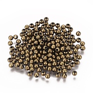 Brass Spacer Beads, Seamless, Round, Antique Bronze, 3mm, Hole: 1~1.2mm, about 460pcs/20g(X-J0K2F052)