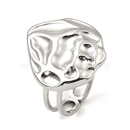 304 Stainless Steel Open Cuff Rings, Hammered Polygon, Stainless Steel Color, US Size 6 1/2(16.9mm)(RJEW-Z018-25P)