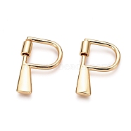 Brass Screw Carabiner Lock Charms, for Necklaces Making, Real 18K Gold Plated, Polishing, Letter, Letter.P, 34x22x3mm, Screw: 7x5mm(KK-I663-01G-P)