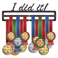 Iron Medal Display Hanger, with Plastic Plugs & Spacer, Iron Screws, Black, 11.9x36x0.2cm(HJEW-WH0008-70)