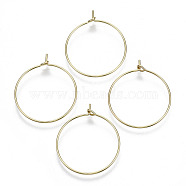Brass Wine Glass Charms Rings, Hoop Earring Findings, DIY Material for Basketball Wives Hoop Earrings, Nickel Free, Real 18K Gold Plated, 29x25x0.7mm, 21 Gauge(X-KK-R112-037A-NF)