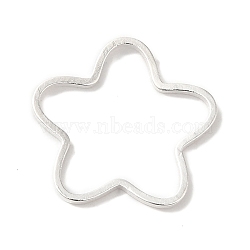 Brass Linking Rings, Lead Free & Cadmium Free, Star, 925 Sterling Silver Plated, 15.5x16x1mm, Inner Diameter: 12.5x14.5mm(KK-K383-09G-S)