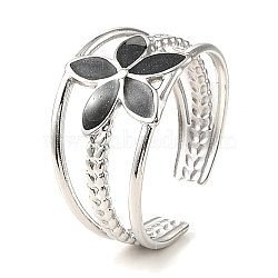 Flower 304 Stainless Steel Enamel Open Cuff Rings for Women, Stainless Steel Color, 12.5mm, Inner Diameter: Adjustable
(RJEW-F166-21P-01)