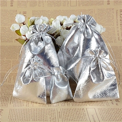 Rectangle Cloth Jewelry Storage Bags, Drawstring Pouches Packaging Bags, Silver, 18x13cm(PW-WG40425-04)