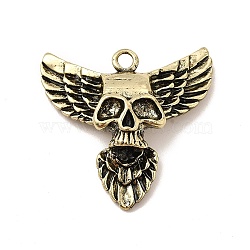 Tibetan Style Alloy Pendants, Skull Hawk Wing Charm, Antique Bronze, 33x36x7.5mm, Hole: 2.8mm(PALLOY-B008-01AB)