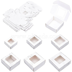 BENECREAT 24Pcs 6 Styles Paper with PVC Candy Boxes, with Square Window, for Bakery Box, Baby Shower Gift Box, Square with Marble Pattern, White, 4pcs/style(CON-BC0002-14B)