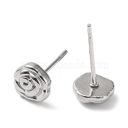 Non-Tarnish 304 Stainless Steel Stud Earrings, Rose Flower, Stainless Steel Color, 7x7mm(EJEW-Q788-07P)