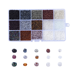 Glass Seed Beads, Silver Lined & Transparent & Trans. Colours Lustered & Trans. Colors Rainbow & Frosted Colors & Opaque Colours Seed & Baking Paint & Ceylon, Round, Mixed Color, 12/0, 2mm, Hole: 1mm, 180g/box(SEED-JQ0001-01B-2mm)
