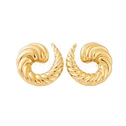 Ion Plating(IP) 304 Stainless Steel Stud Earrings for Women, Horn, Real 18K Gold Plated, 29mm(EJEW-P279-53G)