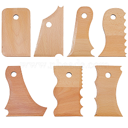 7Pcs Wood Pottery Foot Shaper Tools, Pottery Trimming Tools, BurlyWood, 140~142x77~115x5~5.5mm, Hole: 15mm(TOOL-DC0001-29)