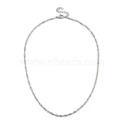 304 Stainless Steel Singapore Chain Necklaces, Water Wave Chain Necklaces, with Lobster Claw Clasps, Stainless Steel Color, 15.90 inch(40.4cm), 2.5mm(NJEW-JN02930-01)