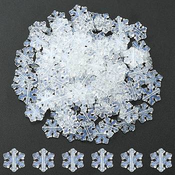 Transparent Acrylic Beads, Glitter Powder, Snowflake, Clear, 12x11.5x2.5mm, Hole: 1.5mm