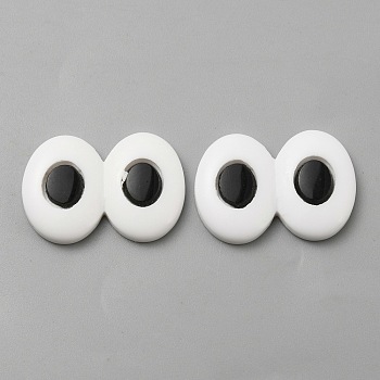 Plastic Doll Craft Eyes Cabochons, for Stuffed Toys Accessories, White, 16x23.5x3.5mm