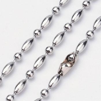 Electroplate Stainless Steel Ball Chain Necklaces, with Brass Ball Chain Connector, Stainless Steel Color, 18.1 inch(46cm)