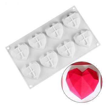 DIY Food Grade Silicone Molds, Fondant Molds, For DIY Cake Decoration, Chocolate, Candy, UV Resin & Epoxy Resin Jewelry Making, Heart, White, 170x293x22mm, Heart: 56x65mm