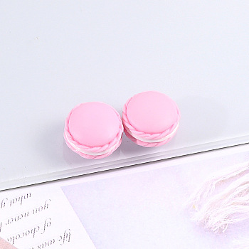 Opaque Resin Decoden Cabochons, Imitation Food, Macaron, Pearl Pink, 16x10mm