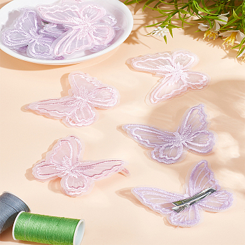 12Pcs 2 Colors Lace Hair Barrettes, with Platinum Iron Alligator Hair Clip, Butterfly, Mixed Color, 50x60x8mm