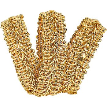 Metallic Centipede Braid Lace Trimming, Craft Ribbon for Bridal, Costume, Jewelry, Crafts and Sewing, Gold, 5/8 inch(15mm)x1.5mm, about 15yards/card(13.716m/card)