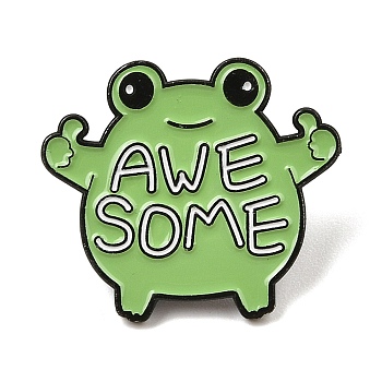 Cute AWESOME Frog Alloy Enamel Pin Brooch for Backpack Clothes, Light Green, 26x30mm