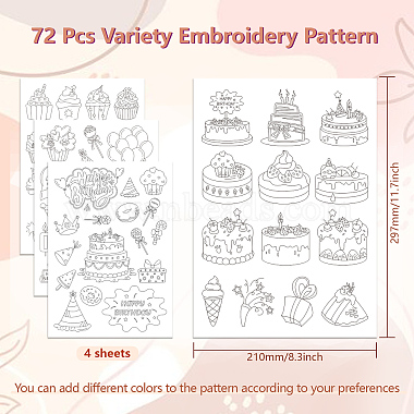 4 Sheets 11.6x8.2 Inch Stick and Stitch Embroidery Patterns(DIY-WH0455-158)-2