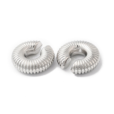 Rack Plating Brass Textured Round Cuff Earrings(EJEW-R150-02P)-2