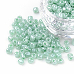 20G Glass Seed Beads, Ceylon, Round, Aqua, 2mm, Hole: 1mm(SEED-ZF0001-03B)
