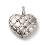 Brass Micro Pave Cubic Zirconia Pendants, Heart, Long-Lasting Plated, Cadmium Free & Lead Free, Rack Plating, Platinum, 17.5x14.5x5.5mm, Hole: 3mm(KK-P308-06P)