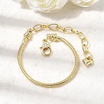 Brass Snake Chain Bracelets for Women, Rack Plating, Long-Lasting Plated, Cadmium Free & Lead Free, Real 18K Gold Plated, 6.89 inch(17.5cm)(BJEW-H639-08G)