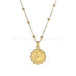 3D Relief Elizabeth Cupid Double-sided Portrait Pendant Necklaces, 304 Stainless Steel Cable Chain Necklaces(UZ2344-1)